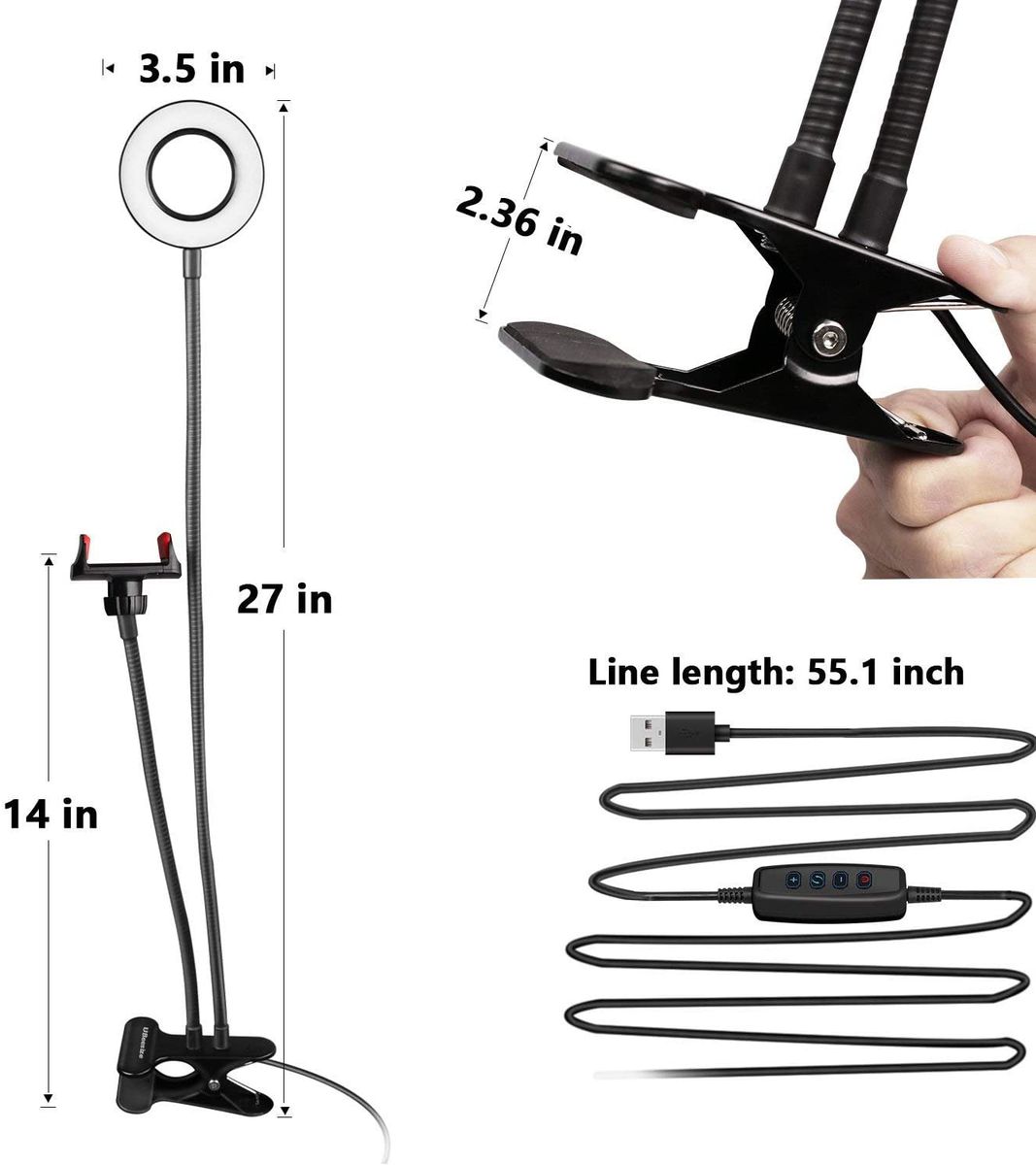 Selfie Ring Light with Cell Phone Holder Stand for Live Stream/Makeup