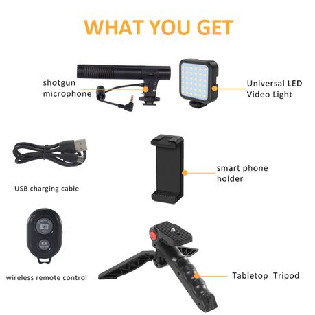 Mini Vlogging Kit with Microphone & Tripod (Content Creator Starter Pack
