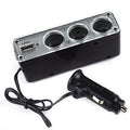 Car USB +Triple Socket Charger Adapter