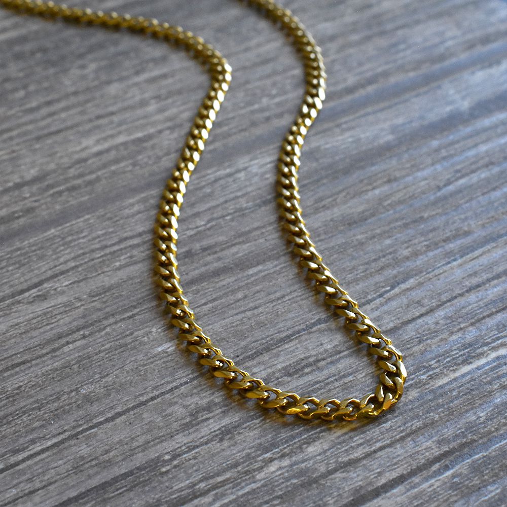 Gold Curb Chain in Stainless Steel  3,5mm Wide 60cm Long