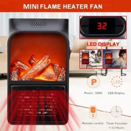 1000W Flame Heater Mini Fan Desktop Household Fireplace