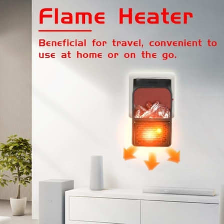 1000W Flame Heater Mini Fan Desktop Household Fireplace