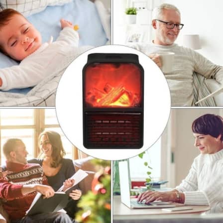 1000W Flame Heater Mini Fan Desktop Household Fireplace