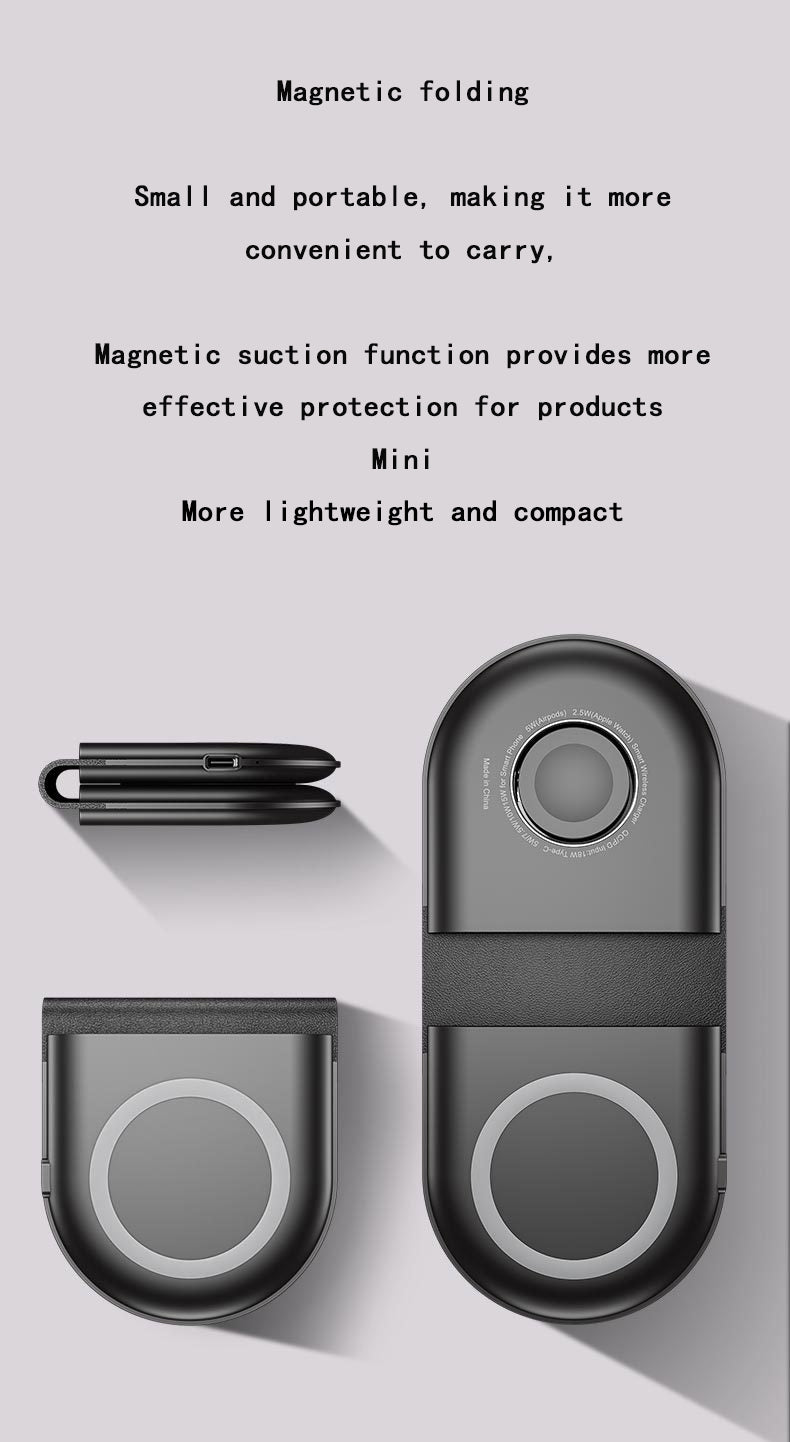 Three in one foldable wireless charger - White