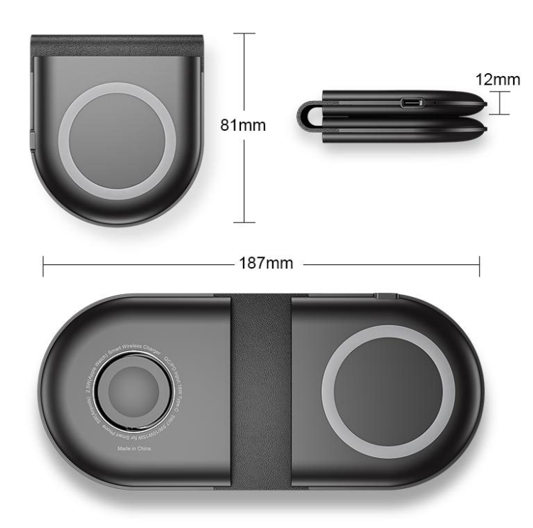 Three in one foldable wireless charger - White