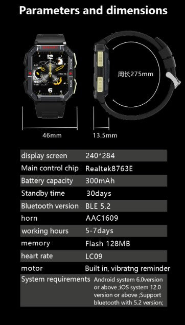 Smart Watch for Outdoor Sports (Black)
