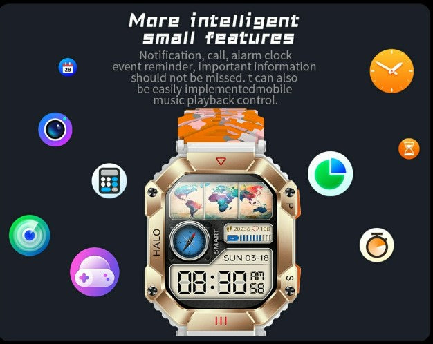 KR80 Bluetooth HD Heal Monitoring Smart Watch - Vinyl