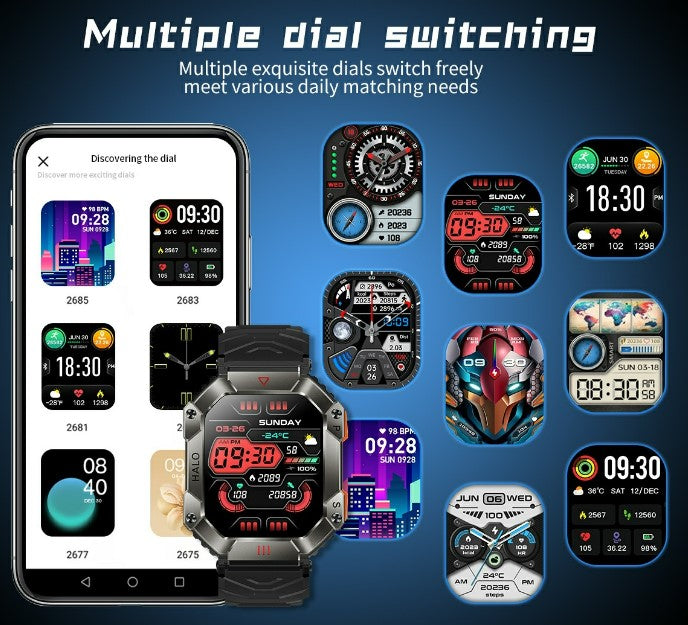 KR80 Bluetooth HD Heal Monitoring Smart Watch - Vinyl
