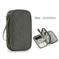 Multifunctional Portable Travel Data Cable Storage Bag - Grey