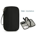 Multifunctional Portable Travel Data Cable Storage Bag - Black