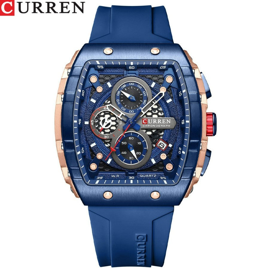 CURREN Waterproof Six Needle Quartz  Multifunctional Trendy Men's Watch (Blue)
