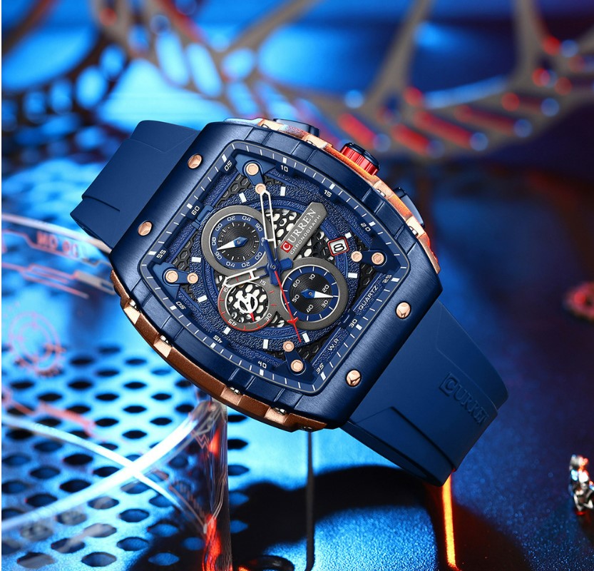 CURREN Waterproof Six Needle Quartz  Multifunctional Trendy Men's Watch (Blue)