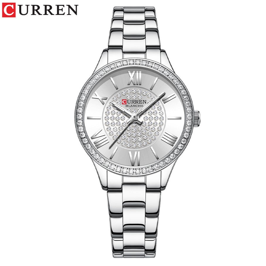 CURREN Ladies Watch Fashion Steel Band Watch - White