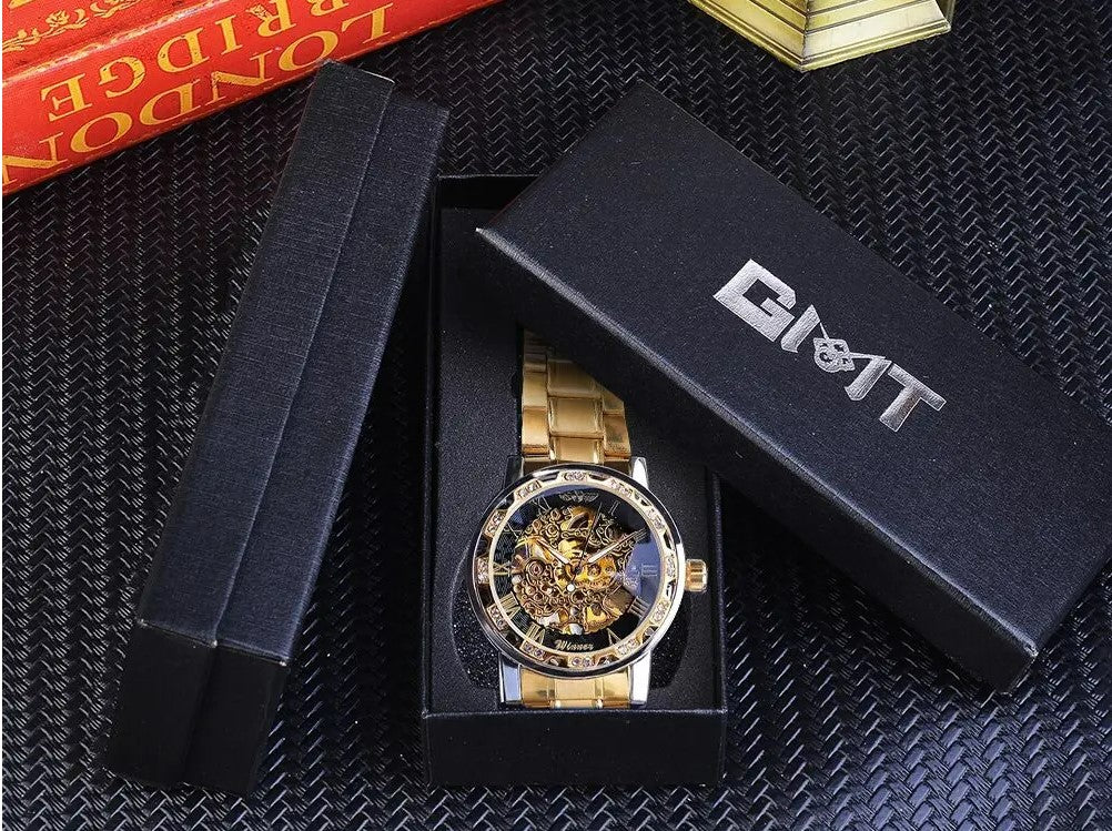 Winner Watches Classic Rhinestone Clock ( Gold )