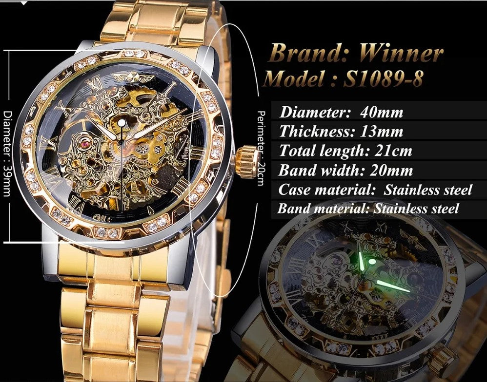 Winner Watches Classic Rhinestone Clock ( Blue )