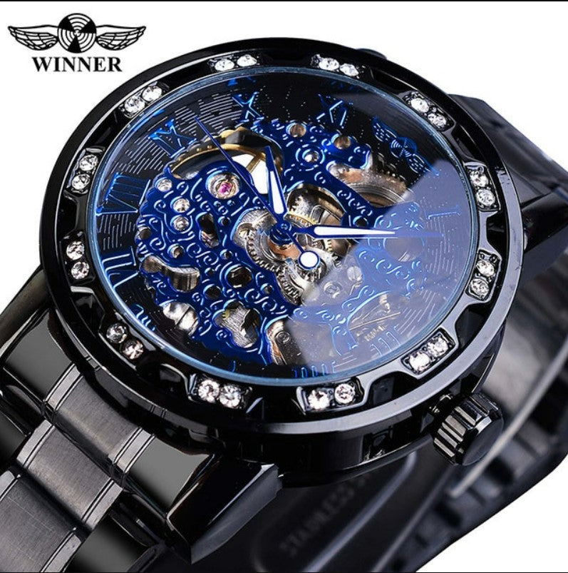 Winner Watches Classic Rhinestone Clock (Black)