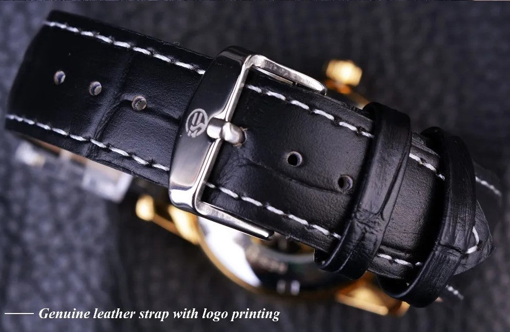 Forsining Hollow Engraving Skeleton Casual Designer Brand Automatic Watches (Black Silver)