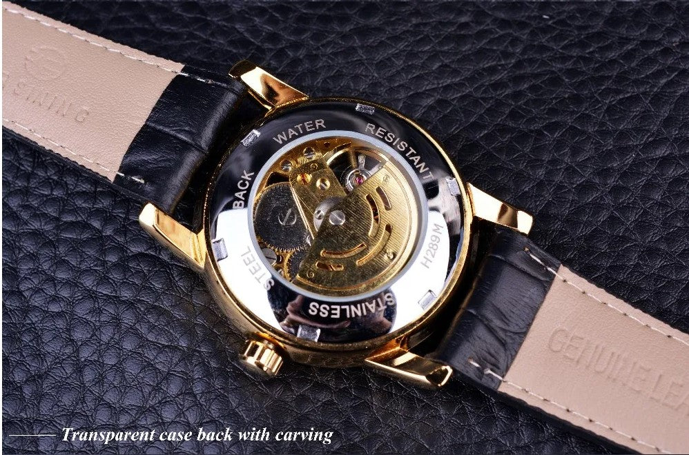 Forsining Hollow Engraving Skeleton Casual Designer Brand Automatic Watches - Golden