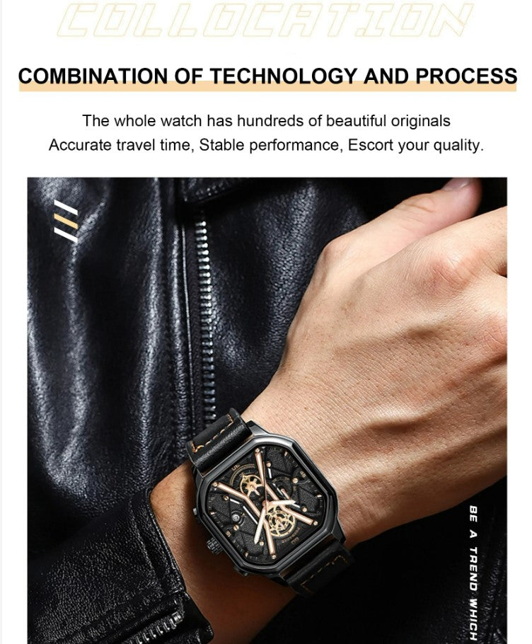 POEDAGAR Luxury Wristwatches Chronograph Leather Quartz Men's Watches - Silver