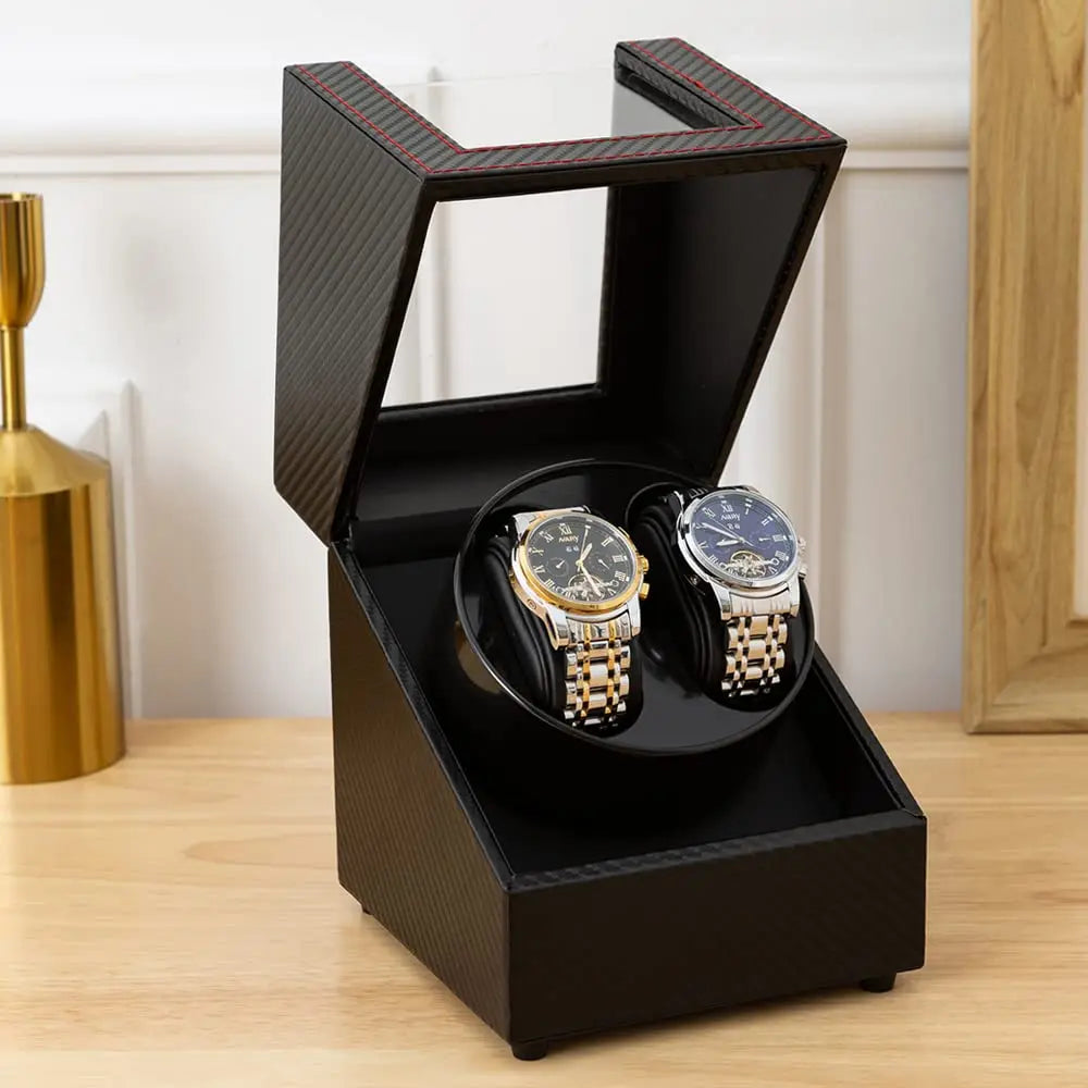Carbon Fiber Watch Winders For Automatic Watches Usb Power Double