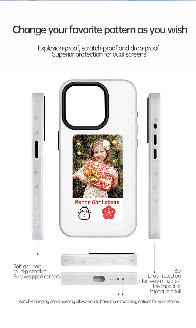 iPhone Protective Case Screen casting phone case with ink screen DIY pattern - Black