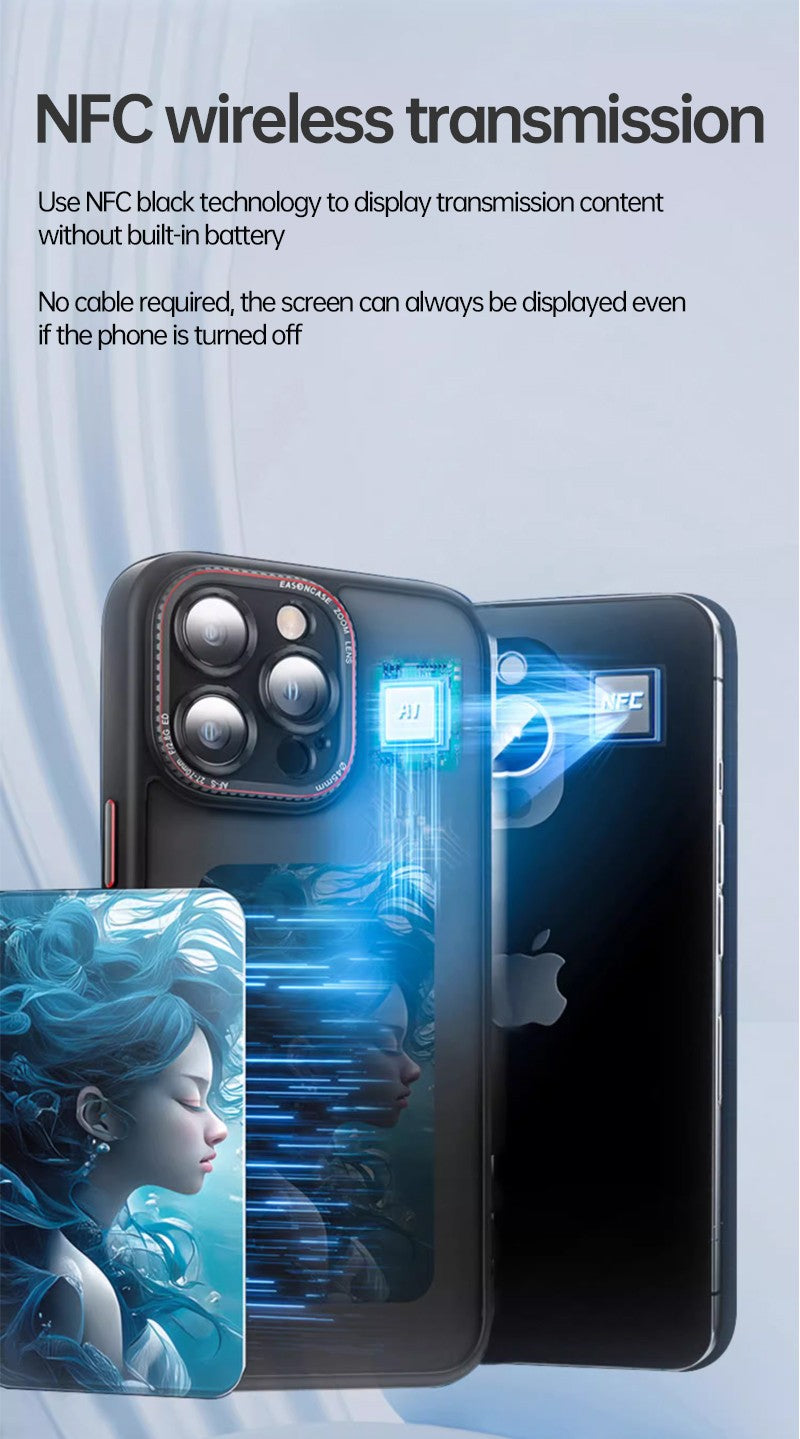 iPhone Protective Case Screen casting phone case with ink screen DIY pattern - Black