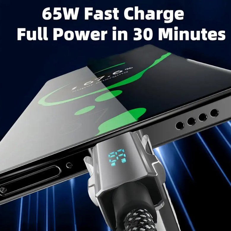 Fast Charging Cable with LED Display (All-in-One Solution) FOR ALL DEVICES - 65W