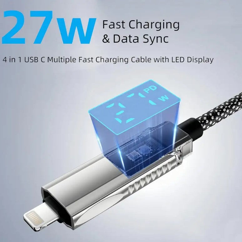 Fast Charging Cable with LED Display (All-in-One Solution) FOR ALL DEVICES - 65W