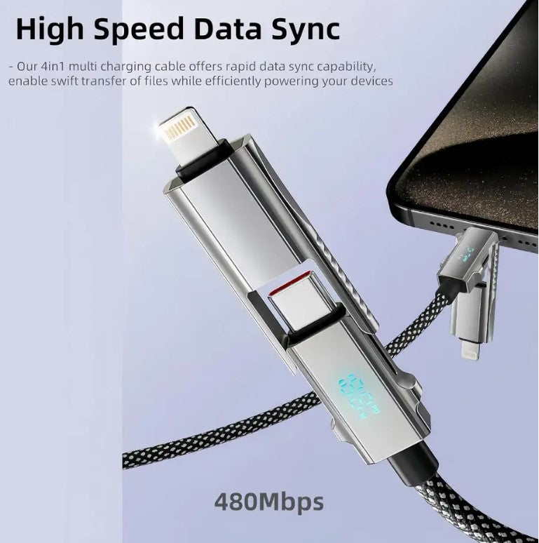 Fast Charging Cable with LED Display (All-in-One Solution) FOR ALL DEVICES - 65W