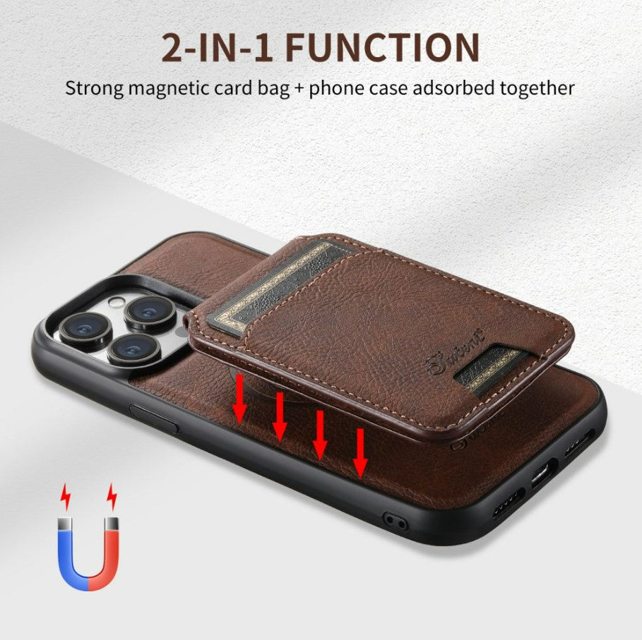 iPhone case Anti drop 2-in-1 card insertion case protective cover - Brown