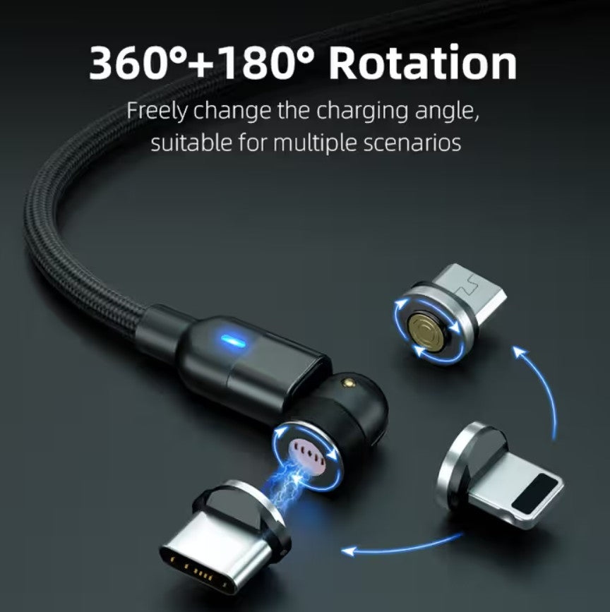 540° Rotatable 3 in 1 Magnetic Fast Charging Cable (For All Devices)