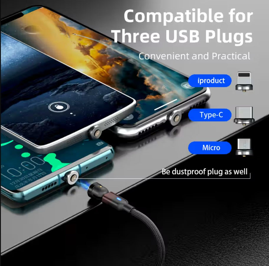 540° Rotatable 3 in 1 Magnetic Fast Charging Cable (For All Devices)